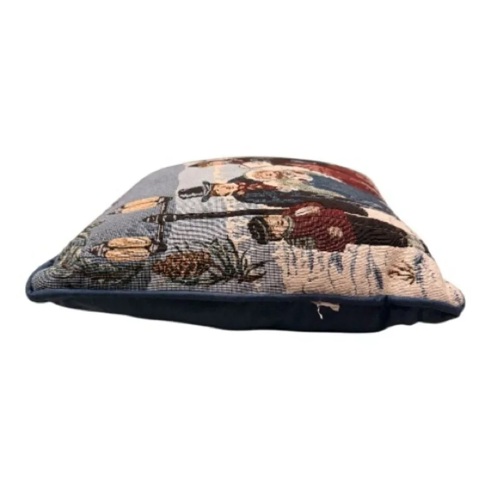 Tapestry Pillow with Carolers Holiday Christmas